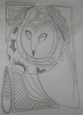 Chouette effraie Art nouveau