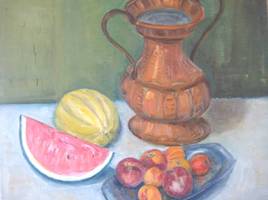 Nature morte avec melon et pastèque