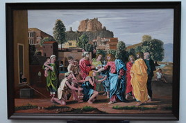 Jesus painting jesus heals the blind oil on wood 127x87 cm