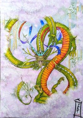 Dragon dans les bambous