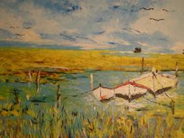 Barques en Grande camargue  15 F 65 x 54 cm   