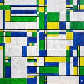 Abstrait jaune, vert et bleu