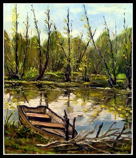 La barque du marais dormant à Ormoy, (fête de la peinture mai 2010)