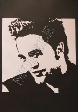 Robert Pattinson-Portrait-Stencil-Papier- paper -Scrapbooking