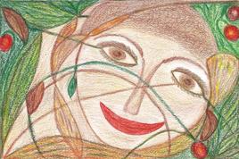 La jeune fille a la boucle d'oreille en feuille