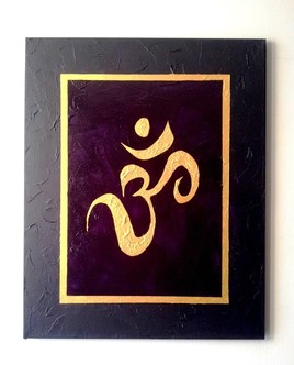 Tableau zen moderne "Om or et Pourpre".