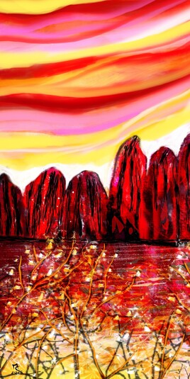 Paysage soleil couchant