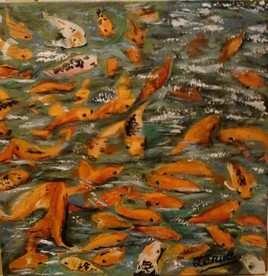 Le bassin aux poissons rouges 40 cm x 40 cm