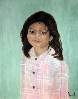 fillette  au chemisier a carreaux