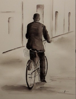 En vélo dans une rue d'Ars en Ré
