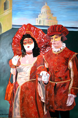 Couple à l'ombrelle (Carnaval de Venise)