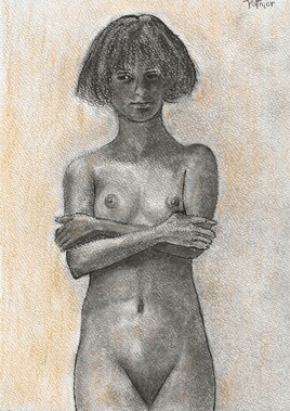 Jeune femme nue bras croisés