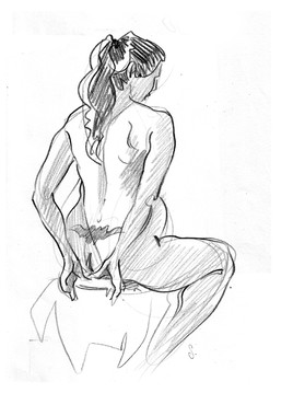 nu femme tatou&eacute;e de dos