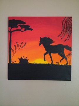 cheval au Soleil couchant