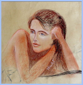 Portrait femme allongée, Inès / Drawing Portrait of a lying woman, Inès