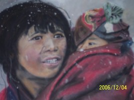 m&egrave;re,enfant ,neige