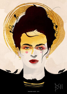 Frida Kahlo Digital watercolor portrait - Bensalem walid