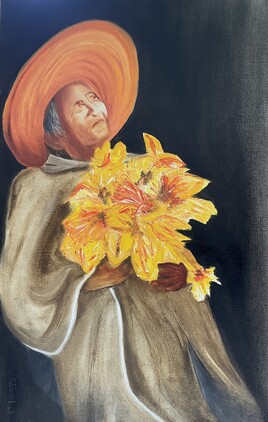 Vieille femme au bouquet