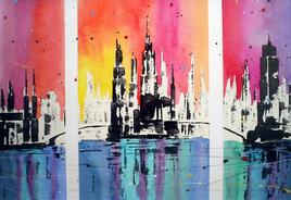 Tryptique Ville sur l'eau