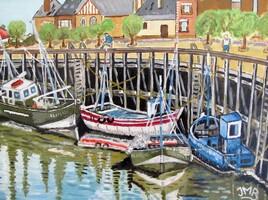 Port du Crotoy &agrave; mar&eacute;e basse (1989) / Huile sur toile / 27 x 41 cm / D&eacute;cembre 2009