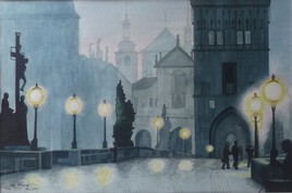 LE PONT CHARLES DANS LA BRUME (PRAGUE)