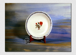 Assiette avec d&eacute;cor de roses