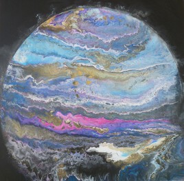 Planète bleue au serpent rose