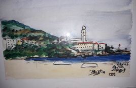 1922 Bastia  Corse   aquarelle Texier de Pélussin