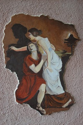 Fresque: copie d'un d&eacute;tail de l'oeuvre de Suv&eacute;e (Dibutade ou L'Origine du Dessin)