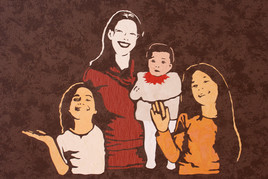 M&egrave;re et ses 3 filles