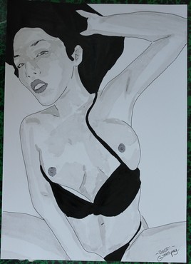 dessin nu féminin erotique portrait "Spasme"