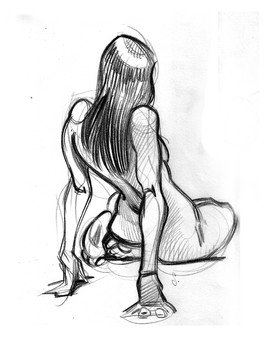 Dessin de nu, vu de dos