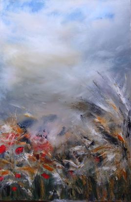 orage sur le champ de fleurs