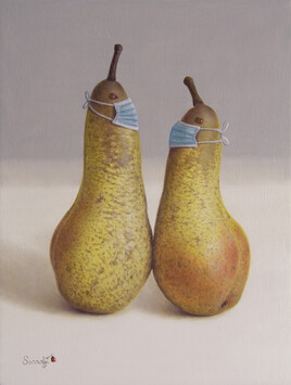 Seconde vague ! automne 2020, Covid-19 (huile sur bois, 20 x 15 cm)