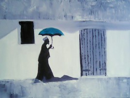 Le parapluie bleue