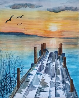 Ponton au Coucher du Soleil 01