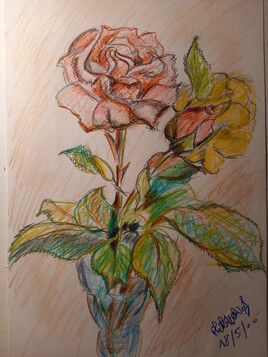 Roses dans un petit vase