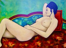 Femme endormie  sur canap&eacute;