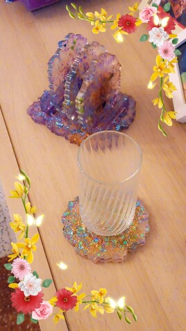 lot de 4 dessous de verres et son support