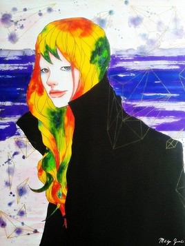 femme au manteau noir