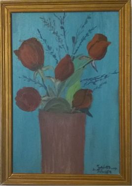 28 - Les Tulipes sur fond bleu