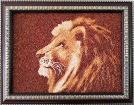 Peinture de riz rôti "lion: force et honneur"