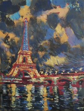 Paris, la tour Eiffel bleue