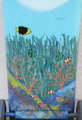 Poubelle "Fond Marin" en Spraypainting