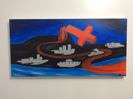 Œuvre artistique, Peinture huile 18" x 36" - Le déclin de l'empire