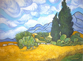 Caravanes sous deux cyprès