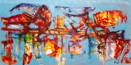 Peinture abstraite Extra Large Horizontal Modern Abstract Oversize Canvas Painting.