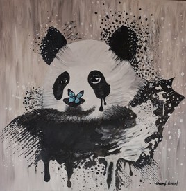 Panda et le papillon bleu