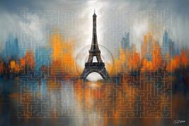 Cadre Sur Toile "Tour Eiffel abstraite" / Abstract Art / Décoration Murale (75 x 50 cm)