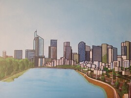 Vue de la Défense depuis le pont de Levallois